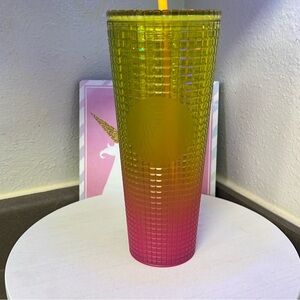 Starbucks Tumbler Venti 24 oz Summer 2022 Lemon Yellow & Pink Gradient Cup